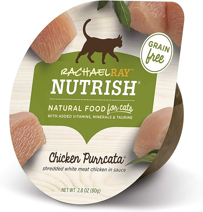 Rachael Ray Nutrish Natural Wet Cat Food with Added Vitamins, Minerals & Taurine, Chicken Purrcata Recipe, 2.8 Ounce Cup (Pack of 12), Grain Free