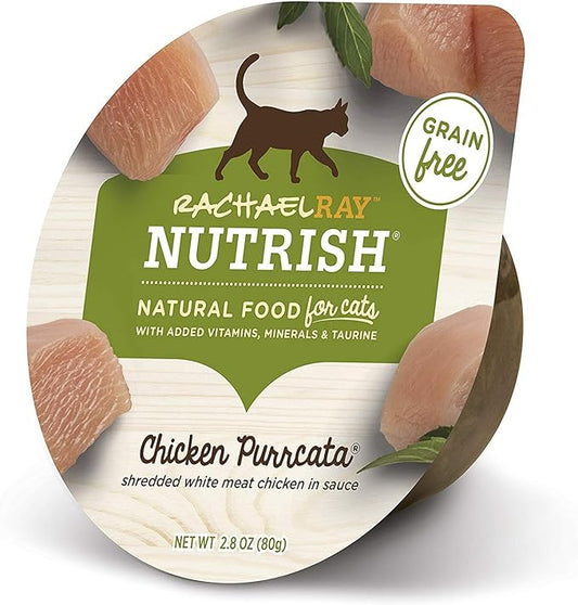 Rachael Ray Nutrish Natural Wet Cat Food with Added Vitamins, Minerals & Taurine, Chicken Purrcata Recipe, 2.8 Ounce Cup (Pack of 12), Grain Free