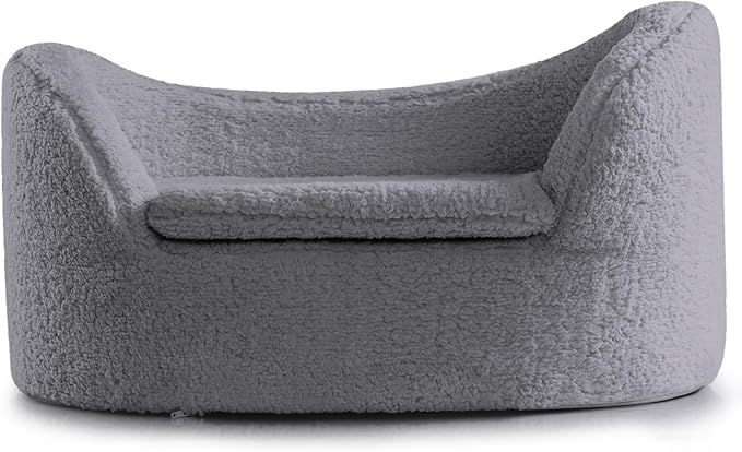 Hollypet Cat Sofa Couch, Pet Sofa for Cats and Small Dogs, Sherpa Fleece Cat Sleeping Bed, Ultra-Soft Snuggle Cat Sofa for Indoor Kitten, Luxury Mini Dog Couch Sofa Bed, Gray