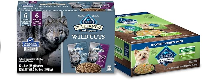 Blue Buffalo Wet Dog Food Cups and Toppers Bundle