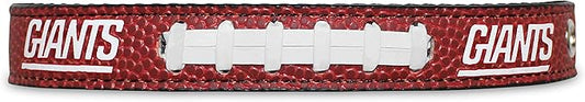 Pets First Tough Leather Pet Collar NFL New York Giants Premium Dog Collar, Limited Edition, Size Small. Best & Strongest Heavy-Duty Dog Collar!