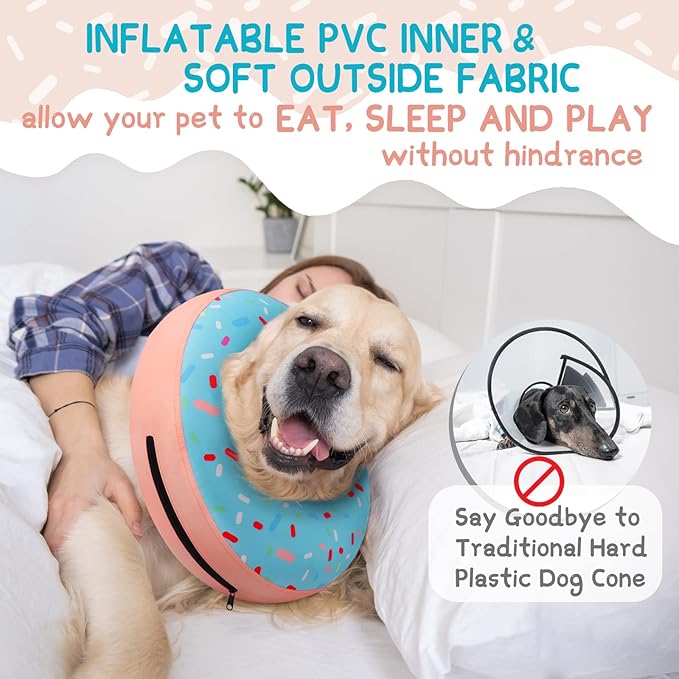 Supet Inflatable Dog Cone Collar Alternative after Surgery, Dog Neck Donut Collar Recovery E Collar for Post Surgery, Soft Dog Cone for Small Medium Puppies Cats