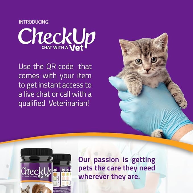 CheckUp Glucose Urine Testing Strips for Cats and Dogs - Detection of Glucose Levels x 50