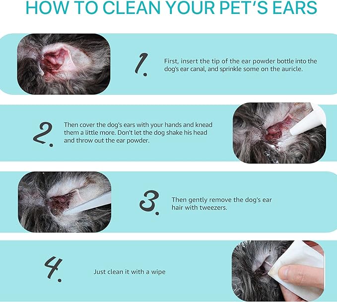 Dog Ear Cleaner 30g - Removal Ear Powder for Pets,Dog Ear Infection Treatment,Supports Infection Prone Ears, Ear Odor in Pets