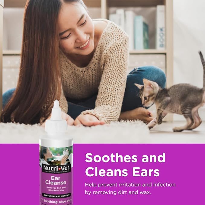 Nutri-Vet Ear Cleanser for Cats | Cleans and Deodorizes with Gentle Ingredients | 4 Ounces (Pack of 3)