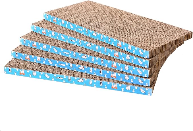 5 Packs in 1 Cat Scratch Pad, Cat Scratcher Cardboard,Reversible,Durable Recyclable Cardboard, Premium Scratch, Suitable for Cats to Rest, Grind Claws and Play (0.8" H(5 Packs))