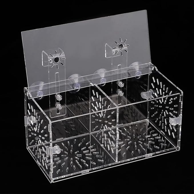 Fish Breeding Box, Acrylic Transparent Fish Breeding Isolation Box Aquarium Hatchery Incubator Holder Fish Separation Breeder Box, with Hook and Sucker Design (20CM*10CM*10CM)