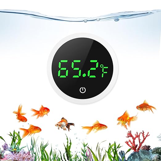 Aquarium Thermometer, Digital Fish Tank Thermometer, Stick-on Reptile Thermometer with LED Touch Screen, Battery, for Fish, Aquatic Pets, Axolotl, Turtle, ℉