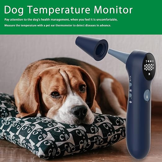 Non-Contact Dog Ear Thermometer - Rapid Measurement - Includes 20 Pet Swabs - Ear Thermometer for Dogs, Cats, Rabbits (Blue)