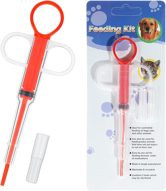 2 Pieces Pet Pill Plunger Popper for Small Cats Dogs Pill Gun Dispenser Shooter Pet Piller Soft Tip Tablet Syringe Pusher Animal Medicine Feeder for Feeding Accessories (Red, Green)