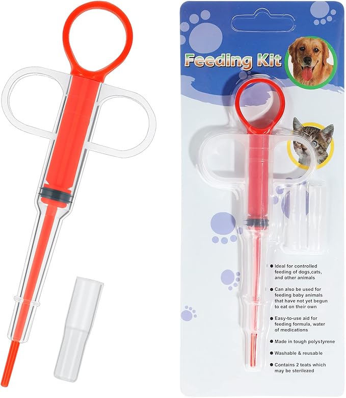 Nuanchu 4 Pieces Pet Pill Plunger Popper for Small Cats Dogs Pill Gun Dispenser Shooter Pet Piller Soft Tip Tablet Syringe Pusher Animal Medicine Feeder for Feeding Accessories (Red)