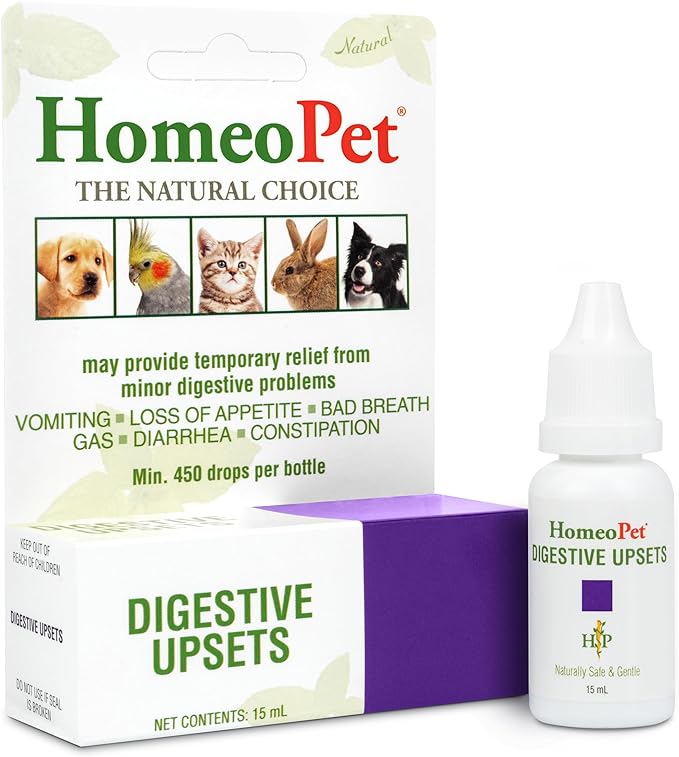 HomeoPet Digestive Upsets, Natural Pet Digestive Support, Digestive Supplement for Dogs, Cats, and Small Pets, 15 Milliliters