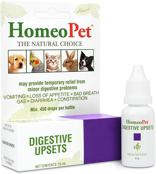 HomeoPet Digestive Upsets, Natural Pet Digestive Support, Digestive Supplement for Dogs, Cats, and Small Pets, 15 Milliliters