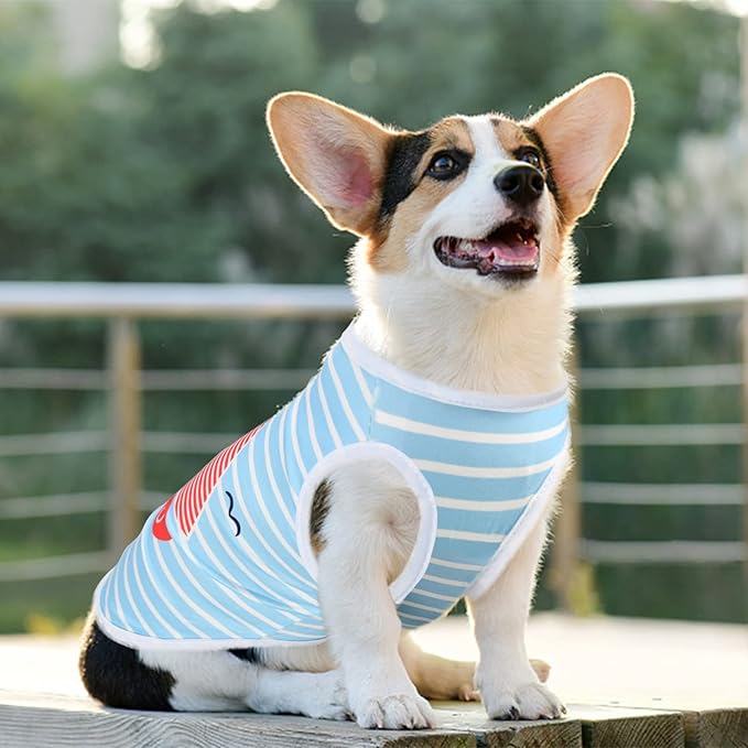 4Pcs Dog Cat Shirts Dog Polka Dot Vest Dog Stripe Sleeveless T-Shirt Pet Soft Vest Breathable Clothes for Small Medium Dog Puppy Kitten Cat XL