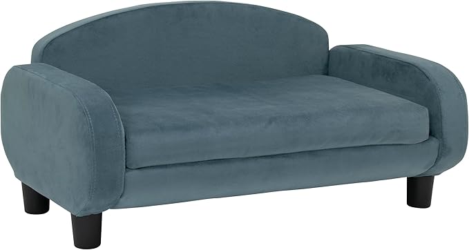 Paws & Purrs Modern Pet Sofa 31.5" Wide Low Back Lounging Bed with Removable Mattress Cover in Espresso/Cornflower