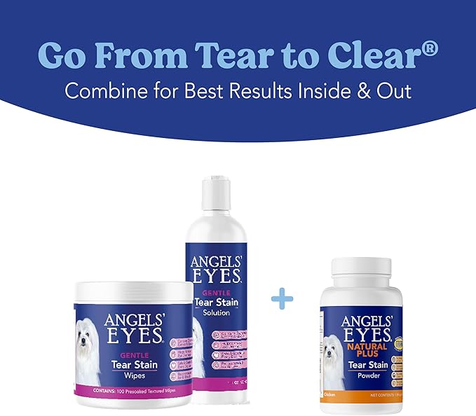 ANGELS' EYES NATURAL PLUS Tear Stain Prevention Chicken Powder for Dogs | All Breeds | No Wheat No Corn | Daily Support for Eye Health | Proprietary Formula | Limited Ingredients | Net Content 45g