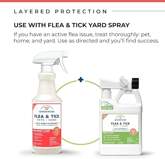 Wondercide - Flea, Tick & Mosquito Spray for Dogs, Cats, and Home - Control, Prevention, Treatment - with Natural Essential Oils - Pet and Family Safe - Peppermint 16 oz