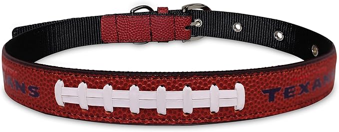Pets First Tough Leather Pet Collar NFL Houston Texans Premium Dog Collar, Limited Edition, Size Large. Best & Strongest Heavy-Duty Dog Collar!, Large (20-29"" Long & 1"" Wide) (HOU-3081-LG)