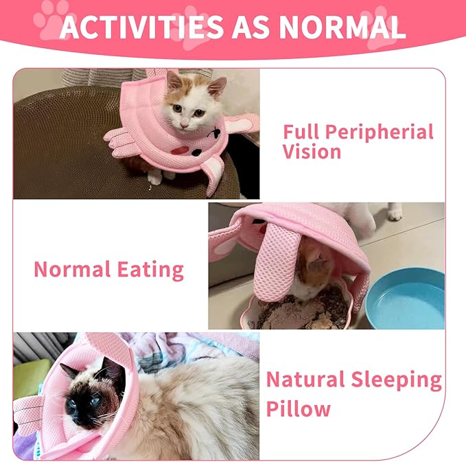 Cat Cone After Surgery, Breathable Cat Cone Collar Soft, Adjustable Cat Recovery Collar to Stop Licking, Protective Pet Elizabethan Collar for Cat Kitten