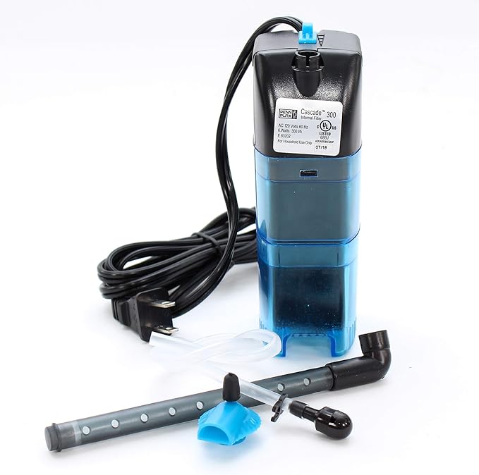 Penn-Plax Cascade 600 Fully Submersible Internal Filter – Provides Physical, Biological, and Chemical Filtration for Aquariums and Turtle Tanks