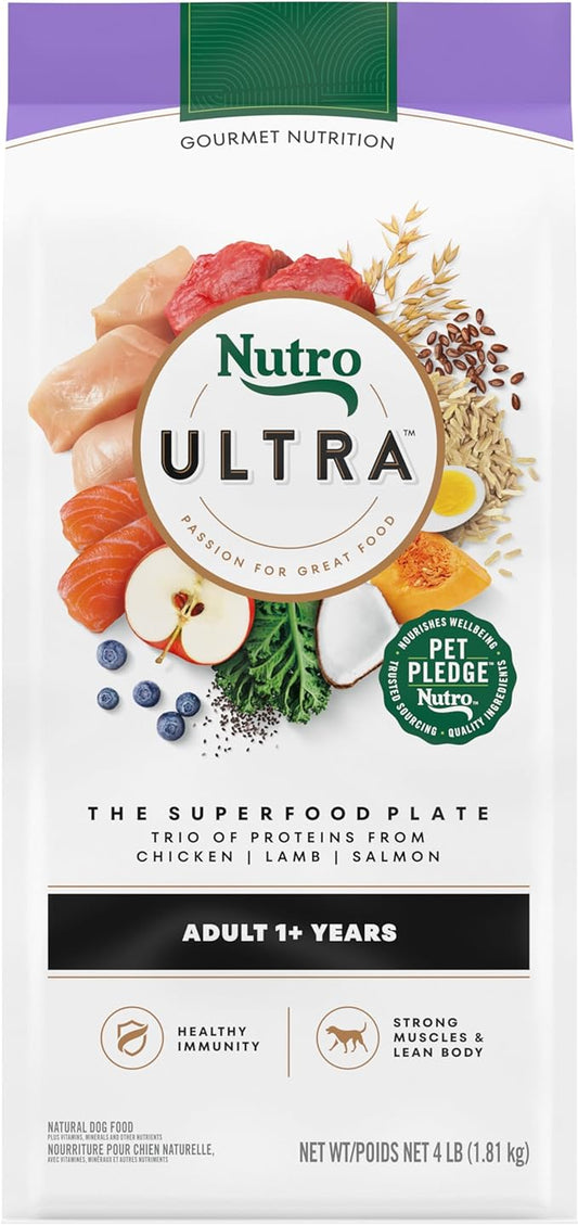 Nutro Ultra Adult Dry Dog Food with a Trio of Proteins from Chicken, Lamb and Salmon, 4 lb. Bag