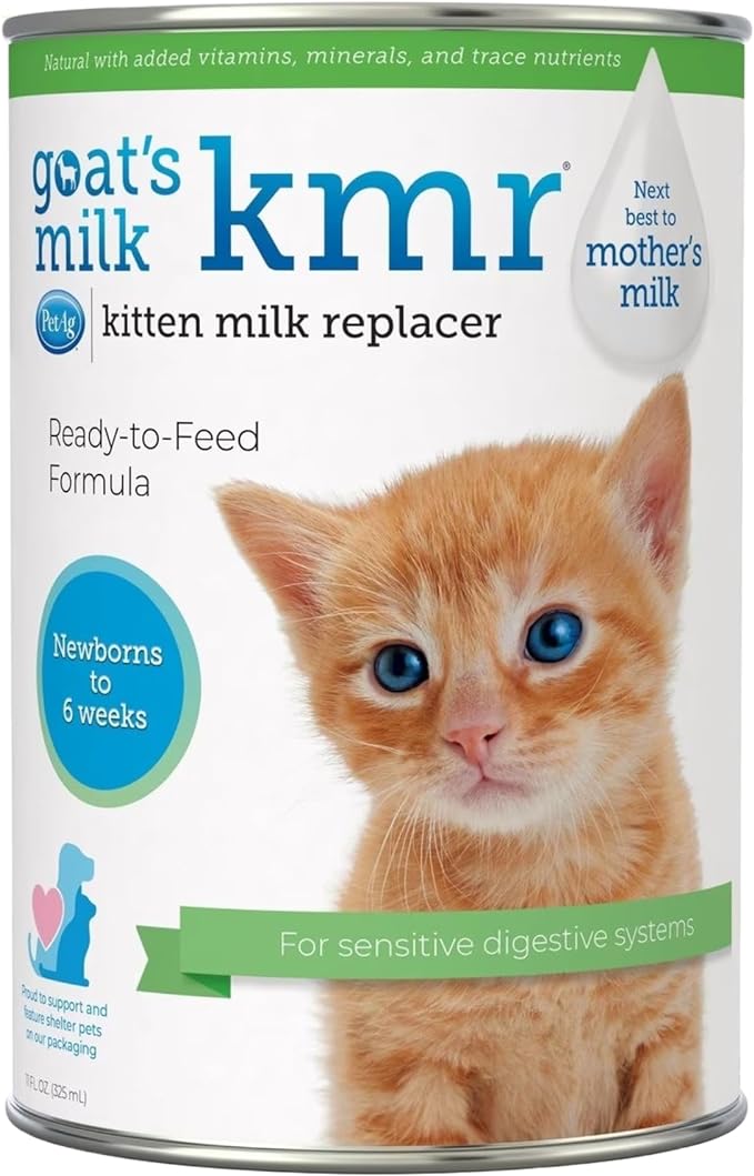 Pet-Ag Goat’s Milk KMR Kitten Milk Replacer Liquid - 11 oz - Liquid Kitten Formula with Vitamins, Minerals & Trace Nutrients for Kittens Newborn to Six Weeks Old - Easy to Digest