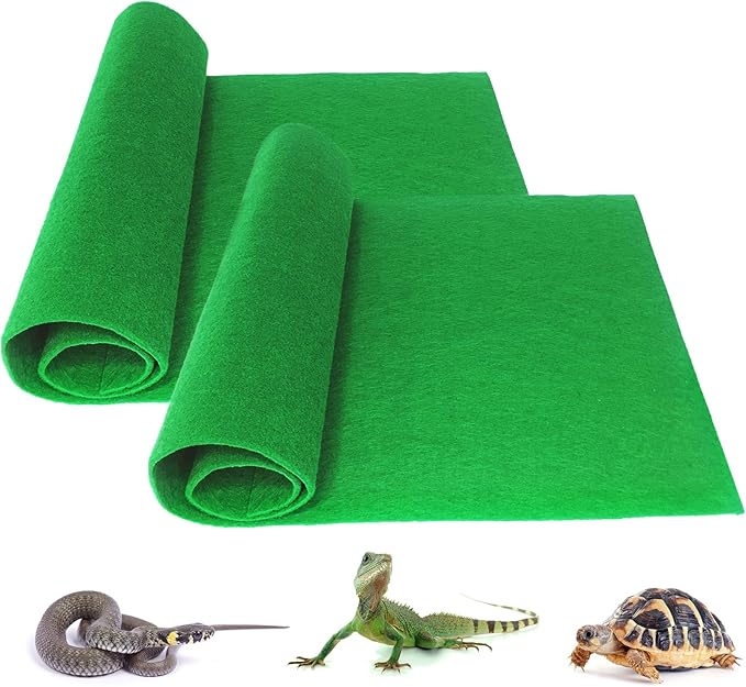 Tfwadmx Reptile Carpet 2 Pack 39" x 20", Lizard Terrarium Bedding Substrate Liner Large Bearded Dragon Mat Soft Cuttable Cage Supply for Pet Tank Tortoise Snake Iguanas Leopard Gecko Chameleon