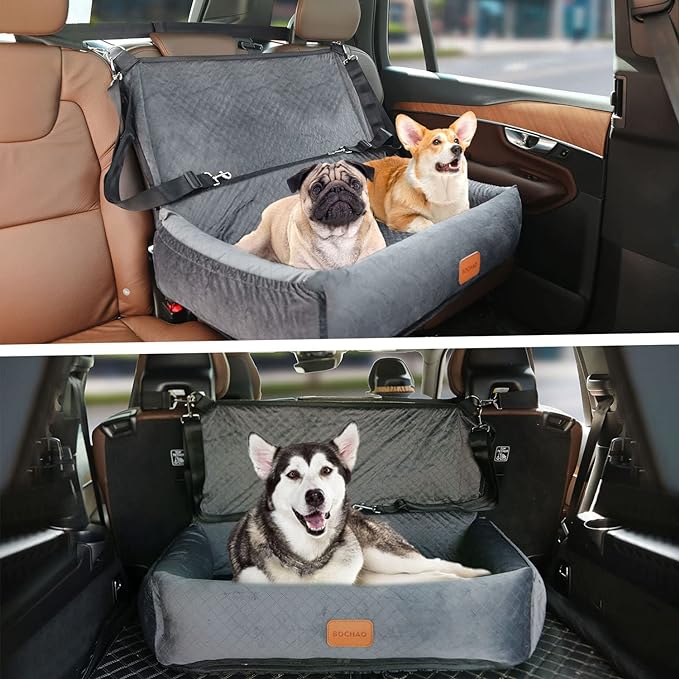 Dog Car Seat for Large Dogs Car Seat 2 Small Dogs,Dog Car Back Seats Travel Bed Dog Seat,Comfortable and Safe;Multipurpose Design-can be Converted into a Dog Bed or Dog Sofa Cushion;Dog Blanket