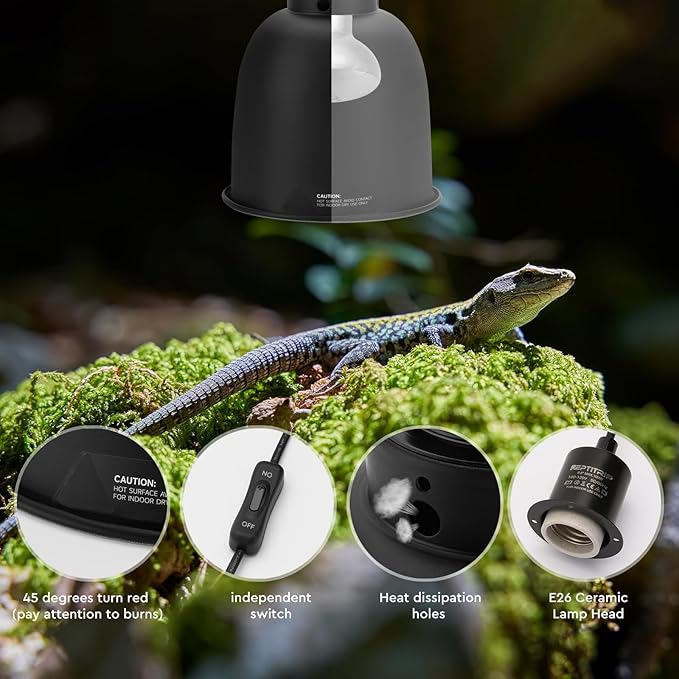 Reptile Light Fixture 5.5", Reptile Heat Lamp Max 100W, Reptile Tank Lighting Fixtures, Fixture for UVB Reptile Light, Reptile Tank Accessories 2 Packs E26