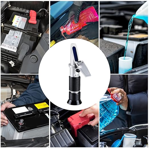 4-in-1 Antifreeze Refractometer, Antifreeze Tester with ATC, Antifreeze Coolant Refractometer for Automobile Antifreeze System, Battery Fluid, Glycol Coolant, Windshield Washer Fluid