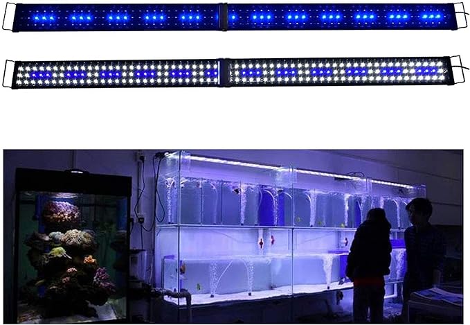 KZKR LED Aquarium Hood Lighting 72-78 inch Fish Tank Light Lamp for Freshwater Marine Saltwater Blue and White Decorations Light 6-7ft (34W) 180cm - 200cm