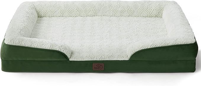 Bedsure Orthopedic Dog Bed for Extra Large Dogs - Calming XL Dog Sofa Beds with Luxurious Short Plush Washable, Pet Couch Bed with Removable Washable Cover, Waterproof Lining and Nonskid Bottom, Green