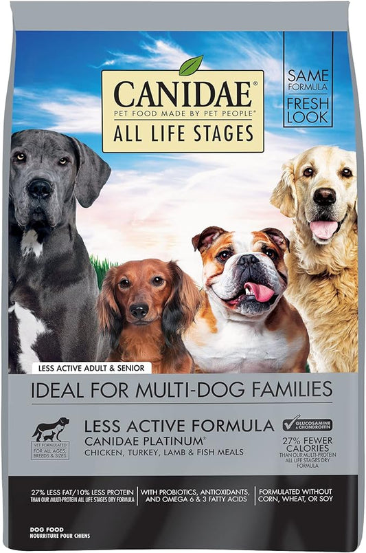 Canidae All Life Stages Premium Dry Dog Food for Less Active Dogs, All Ages, Chicken, Turkey & Lamb Meals, 15 lbs.