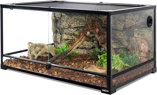REPTI ZOO 67 Gallon Reptile Glass Terrarium, Double Hinge Door with Screen Ventilation Reptile Terrarium 36" x 24" x 18"(Knock-Down)
