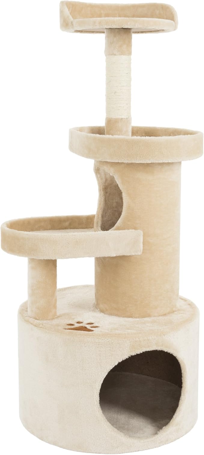 PETMAKER Cat Tree Condo with Tunnel 4 Tier with Scratching Post, 43", Tan