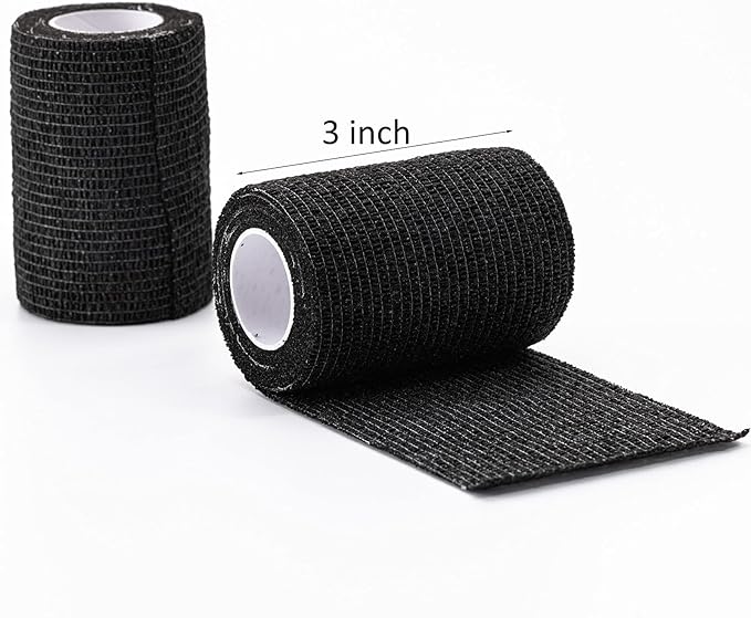 16 Pack Self Adhesive Bandage Wrap 3 inch, Self Sticking Bandage Wrap, Wound Wrap Self Adherent for Wrist Ankle Sprains, Vet Wrap for Animals Pet(Black)