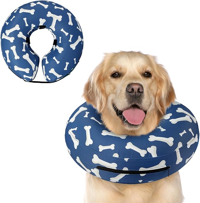 Supet Inflatable Dog Cone Collar Alternative After Surgery, Dog Neck Donut Collar Recovery E Collar for Neuter, Soft Dog Cone for Small Medium Large Dogs