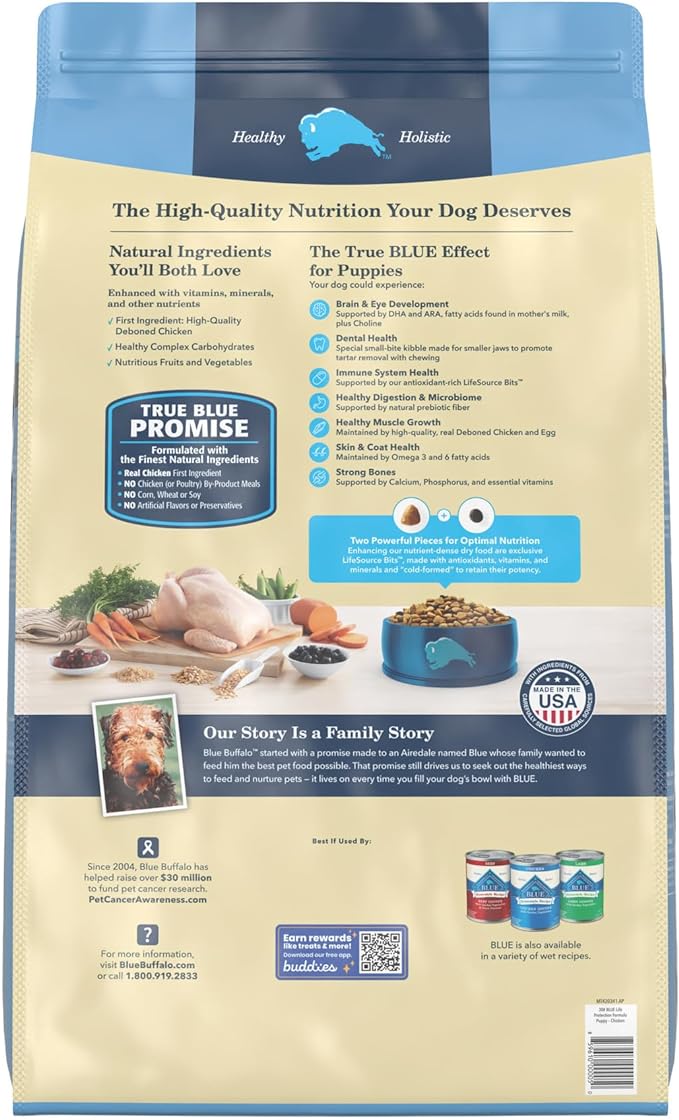 Blue Buffalo Life Protection Formula Natural Puppy Dry Dog Food, Chicken and Brown Rice 30-lb