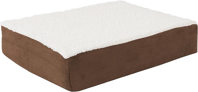 PETMAKER Orthopedic Dog Bed - 2-Layer Memory Foam Crate Mat with Machine Washable Sherpa Cover - 20x15 Pet Bed for Small Dogs Up to 20lbs (Brown)