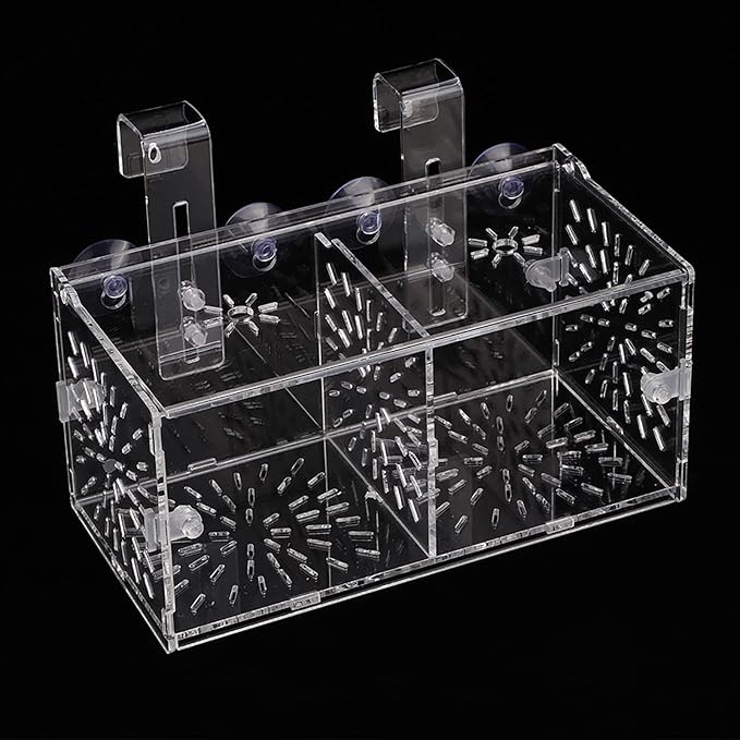 Fish Breeding Box, Acrylic Transparent Fish Breeding Isolation Box Aquarium Hatchery Incubator Holder Fish Separation Breeder Box, with Hook and Sucker Design (20CM*10CM*10CM)