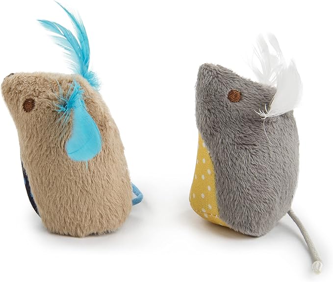 SmartyKat (2 Count Mouse Mates Plush Catnip Cat Toys - Brown/Gray, 2 Count