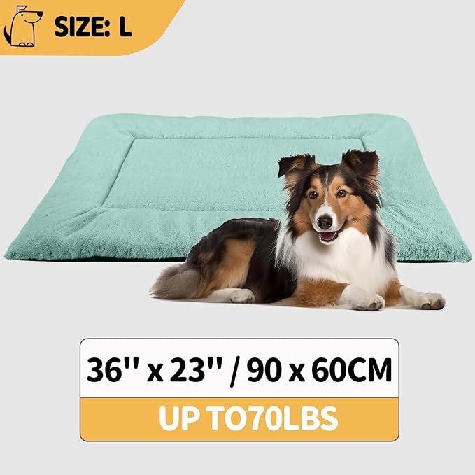 Dog Bed, Dog Crate Mat Washable, Ultra Soft & Anti-Slip Large Dog Bed Fit Dog Crates & Kennels, Suitable for Dogs Up to 70 lbs, 36" x 23", Green