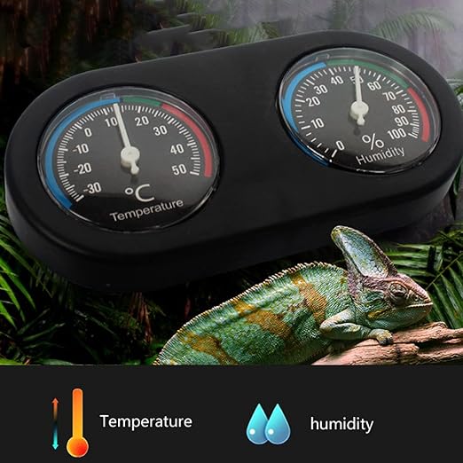 Reptile Terrarium Hydro-Thermograph and Humidity Gauge,Dial Gauges Pet Rearing Box Celsius and Fahrenheit