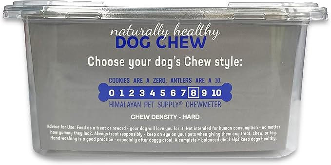 Chewmeter Yaky Himalayan Yak Cheese Dog Chews, Dog Bones for Aggressive Chewers, Healthy Dog Treats, Long Lasting Dog Chew, Natural, Rawhide Alternative, Grain Free, Dogs 55 lbs & Over, 3 lb Bulk Tub