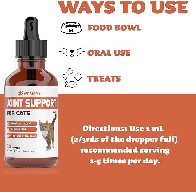 Cat Joint Supplement - Cat Joint Pain Relief - Cat Hip and Joint Supplements Pain Relief - Cat Joint Supplements - Joint Support for Cats - Hip and Joint for Cats - Cat Joint Support - 1 fl oz