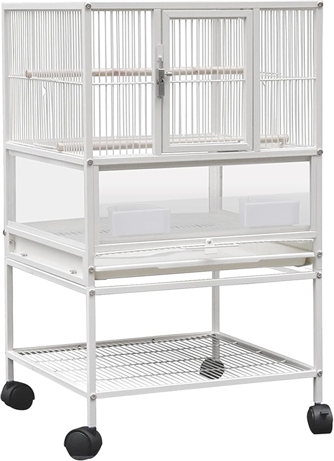 Large Bird Cage Parrot Cage 20x17.7x18.89 inch 1.7ft Wrought Iron Breeding Flight Parakeet Cockatiel Lovebird Cage Side Nesting Doors with Removable Rolling Stand Stackable