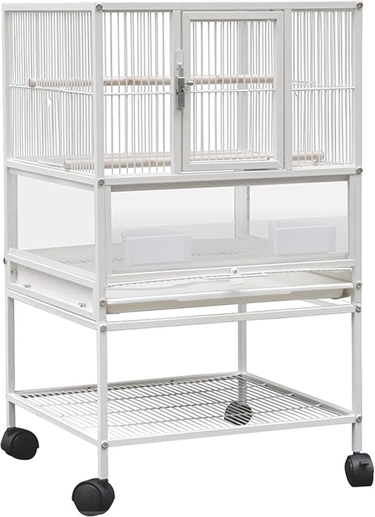 Large Bird Cage Parrot Cage 20x17.7x18.89 inch 1.7ft Wrought Iron Breeding Flight Parakeet Cockatiel Lovebird Cage Side Nesting Doors with Removable Rolling Stand Stackable