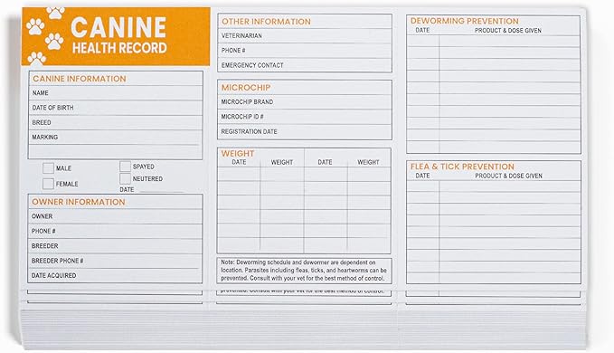 Pet Supplies | (25 Pack) Premium Canine Health Record 6x4 Inch Booklets | Dog Vaccines Large Records - Puppy Shot Vaccination Brochure
