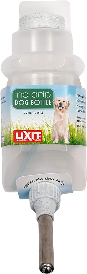 Lixit Top Fill NO-Drip Water Bottles for Dogs. (32 FL Oz (Pack of 1), White)