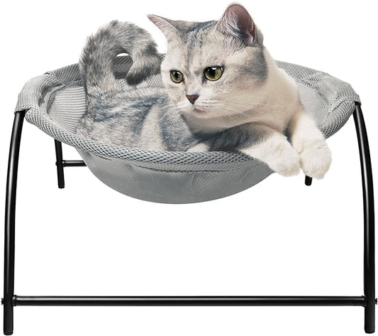 Cat Hammock Bed, Raised Cat Bed Dog Hammock Bed, Pet Hammock for Sleeping or Entertainment, Cat Bed Hammock for Indoor/Outdoor Cats, Gifts for Kittens or Small Dogs/Pets, W17’’xL17’’xH9.5’’